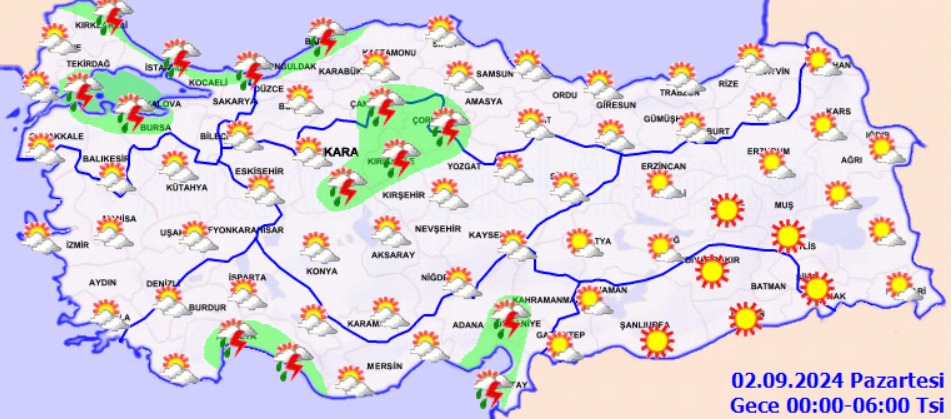 Meteoroloji Açıkladı 2 Eylül 2024 Hava Durumu Raporu...