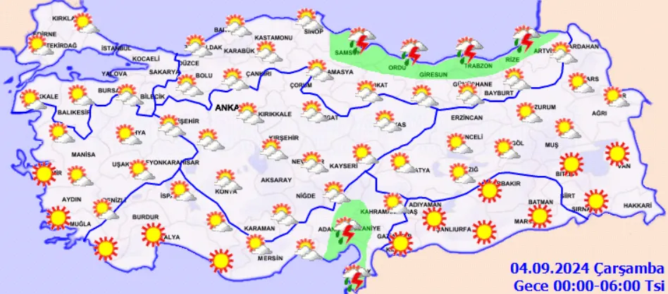 Meteoroloji Açıkladı 4 Eylül 2024 Hava Durumu Raporu...