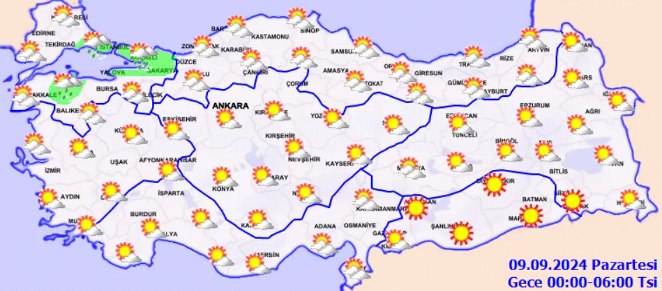 Meteoroloji Açıkladı 9 Eylül 2024 Hava Durumu Raporu...