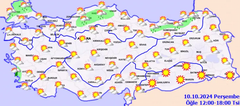 Meteoroloji Açıkladı 10 Ekim 2024 Hava Durumu Raporu...