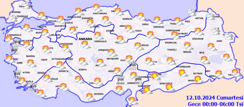 Meteoroloji Açıkladı 12 Ekim 2024 Hava Durumu Raporu..