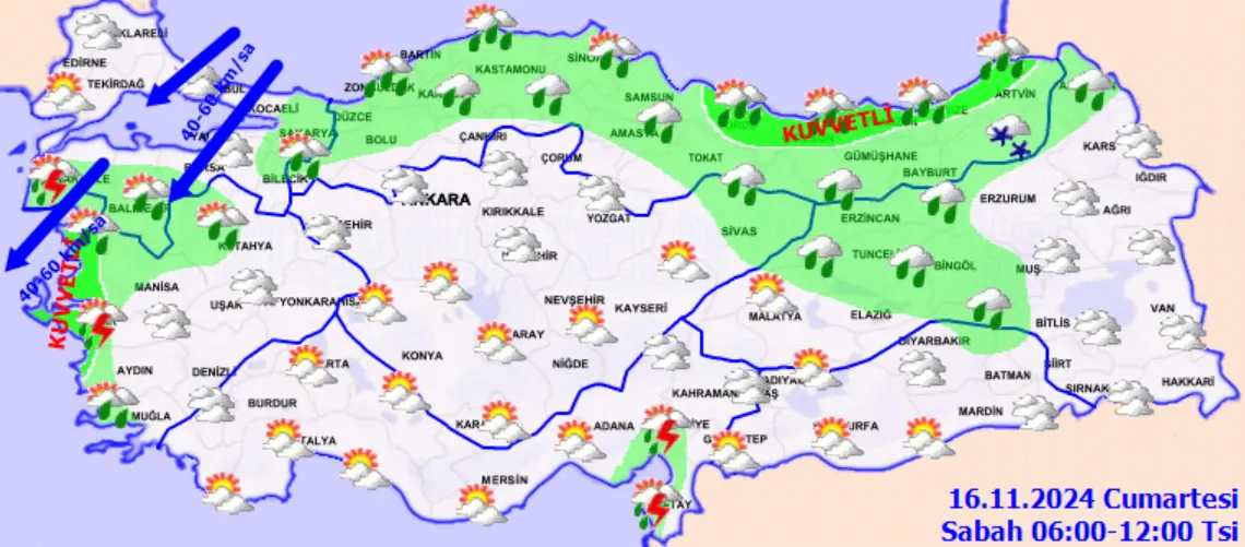 Meteoroloji Açıkladı 16 Kasım 2024 Hava Durumu Raporu.. (1)