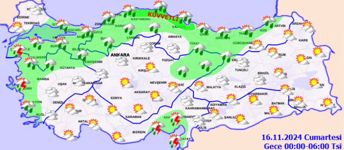 Meteoroloji Açıkladı 16 Kasım 2024 Hava Durumu Raporu.. (3)