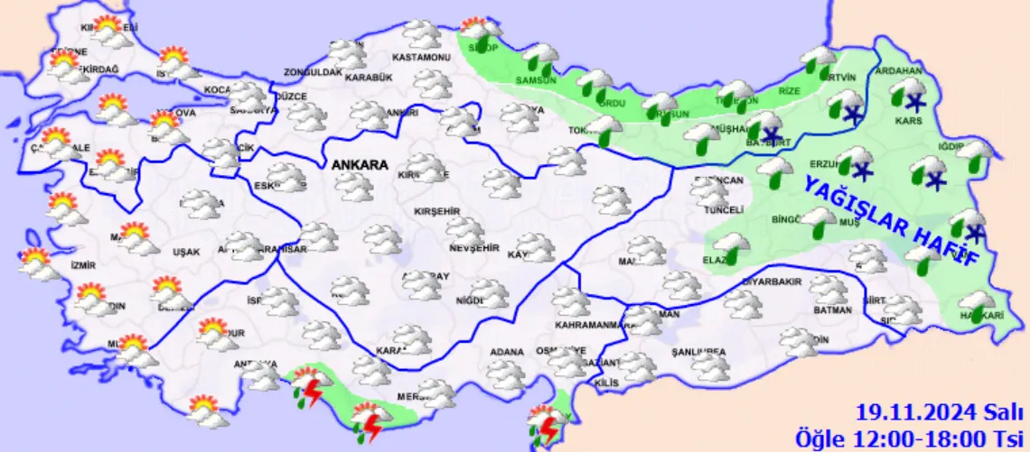 Meteoroloji Açıkladı 19 Kasım 2024 Hava Durumu Raporu.. (1)