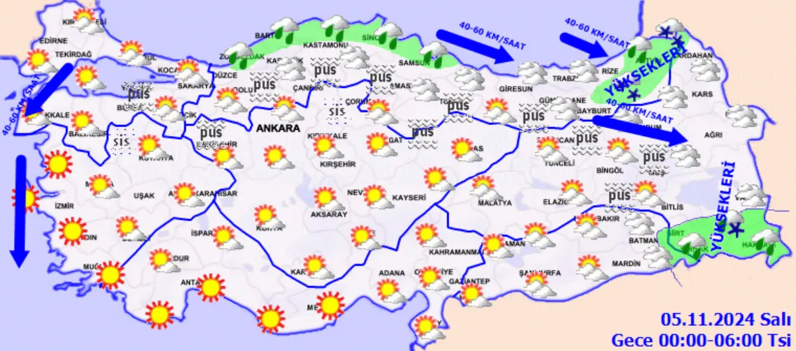 Meteoroloji Açıkladı 5 Kasım 2024 Hava Durumu Raporu... (2)