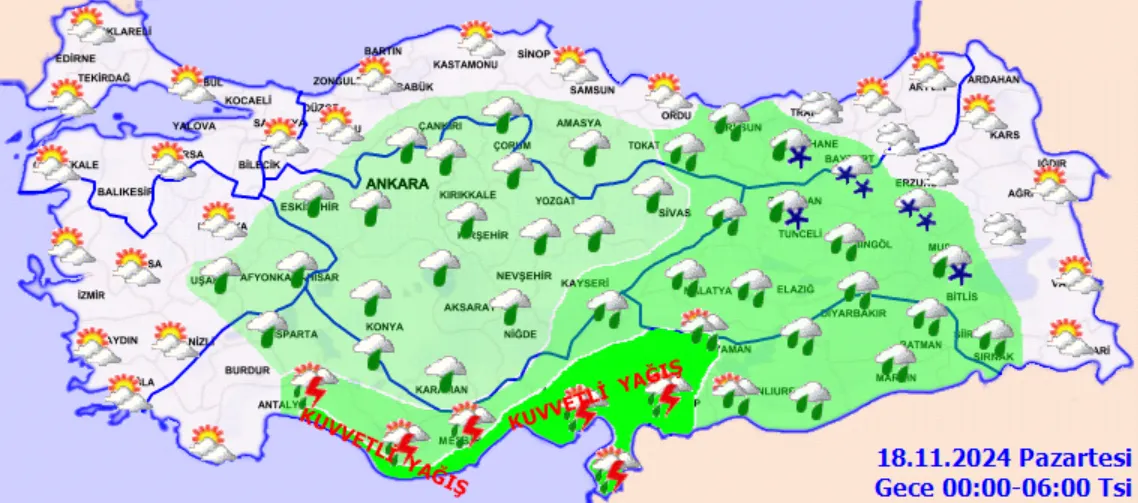 Meteoroloji Uyardı Yağmur Türkiye'yi Etkisi Altına Alıyor! (1)