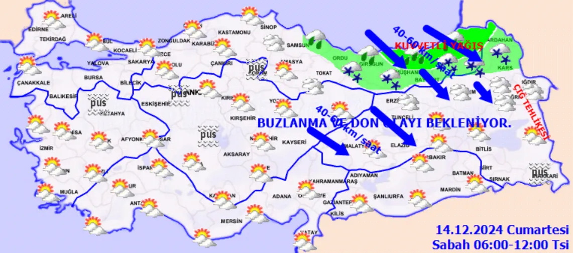 Di̇kkat! Uyarılar Peş Peşe Geldi... 14 Aralık 2024 Hava Durumu Raporu (1)