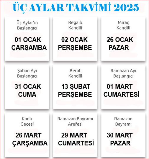 Genç Gazete Mübarek 3 Aylar 2025 Kandil Dini Gün Ve Geceler Takvimi-2