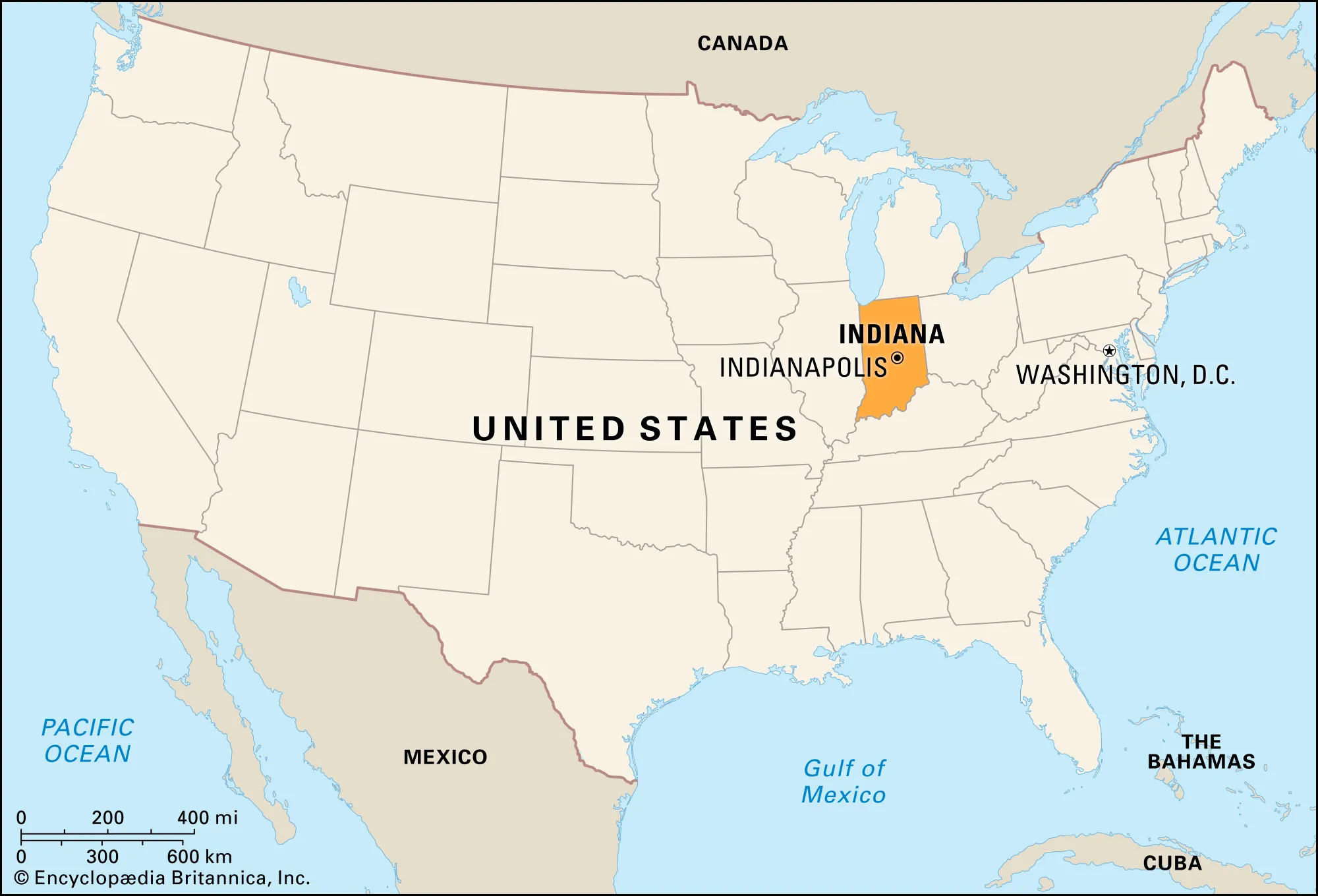 Indiana United States Locator Map