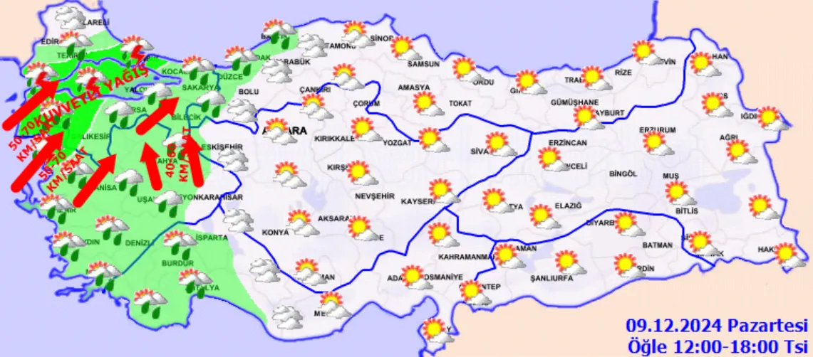 Meteoroloji'den Kuvvetli Yağış Ve Rüzgar Uyarısı! (4)