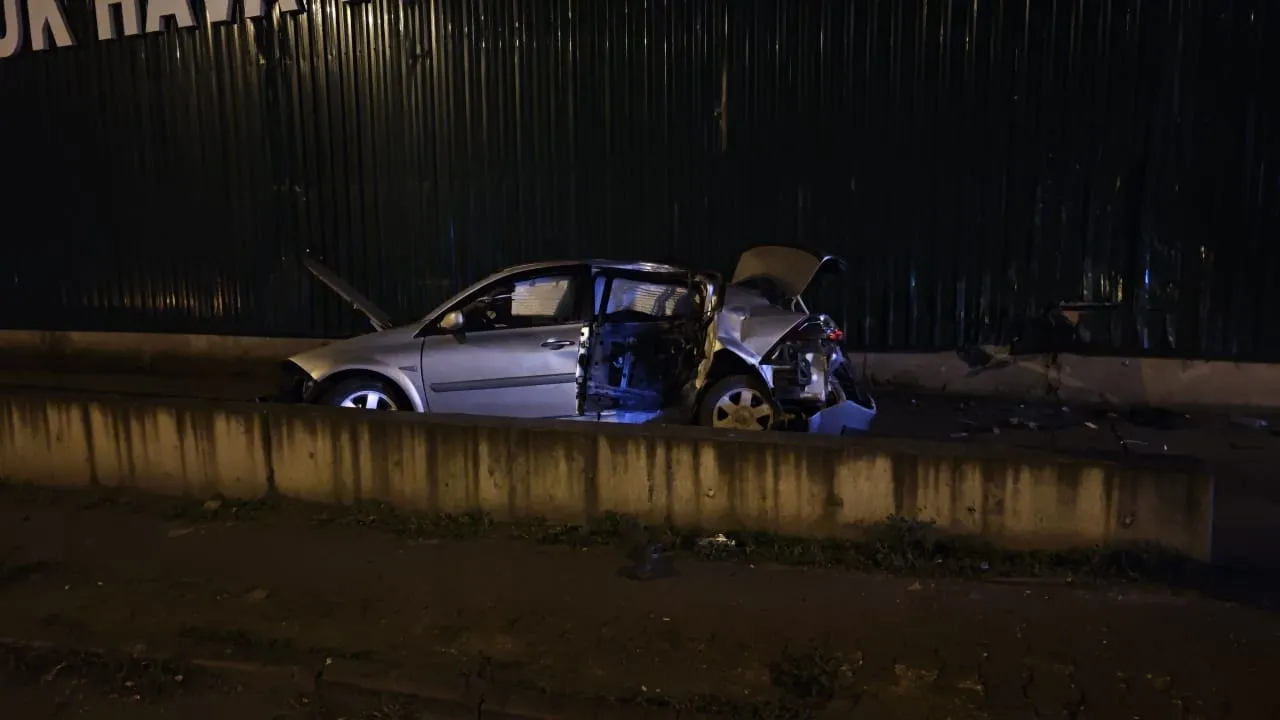 İnegöl'de Otomobil Soğuk Hava Deposuna Çarptı 3 Yaralı (3)