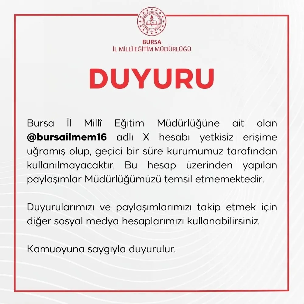 Bursa İl Milli Eğitim Müdürlüğü’nün X Hesabı Hacklendi! (3)
