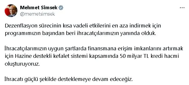 B A K A N S I M S E K I H R A C A T C I L A R I C I N 50 M I L Y A 590424 174710 Gencgazete