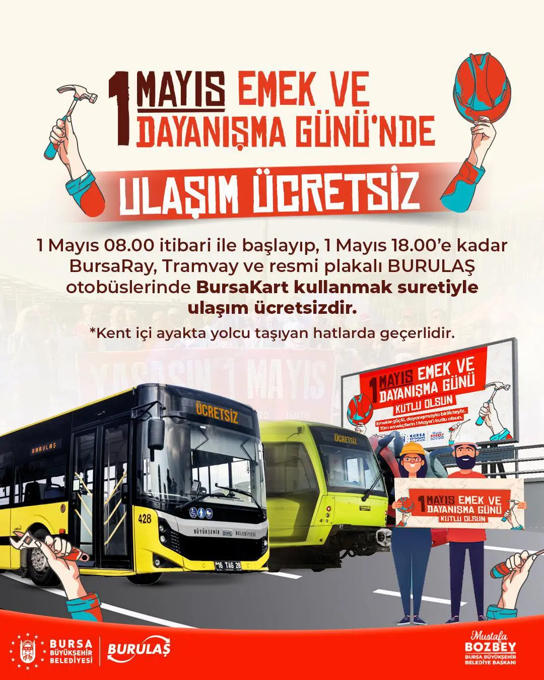 Genç Gazete Bursa Büyükşehir Duyurdu 1 Mayıs'ta Ulaşım Ücretsiz! 1