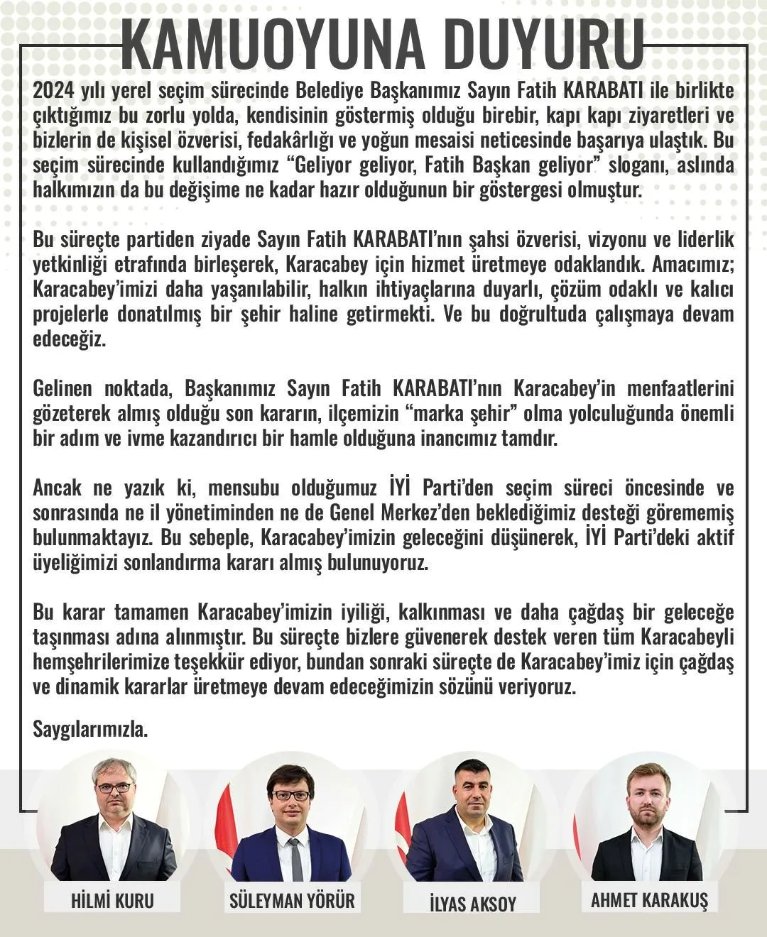 Karacabey'de Başkan Karabatı'dan Sonra 4 İyi̇ Partili Meclis Üyesi İstifa Etti Parti Grubunu Kaybetti