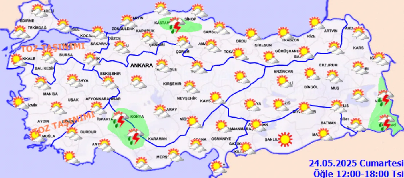 Afrika Sıcakları Türkiye'yi Etkisi Altına Aldı! Dışarı Çıkarken Dikkat (24 Mayıs 2025 Cumartesi Hava Durumu) (2)