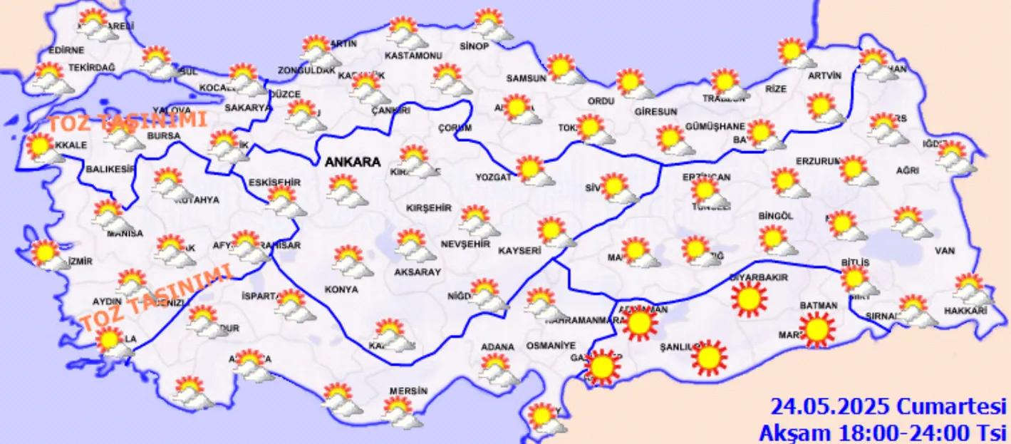 Afrika Sıcakları Türkiye'yi Etkisi Altına Aldı! Dışarı Çıkarken Dikkat (24 Mayıs 2025 Cumartesi Hava Durumu) (6)