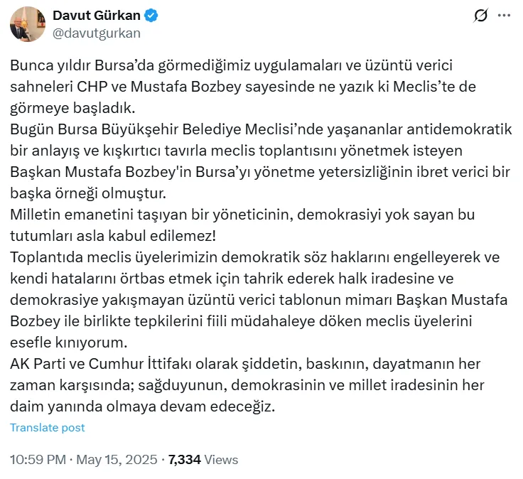 Ak Parti Bursa İl Başkanı’ndan Bozbey’e Sert Tepki! (1)