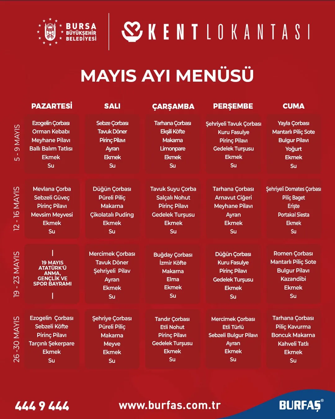 Bursa Kent Lokantası Mayıs Ayı Menüsü Açıklandı Her Gün Dört Çeşit Yemek Sadece 80 Tl