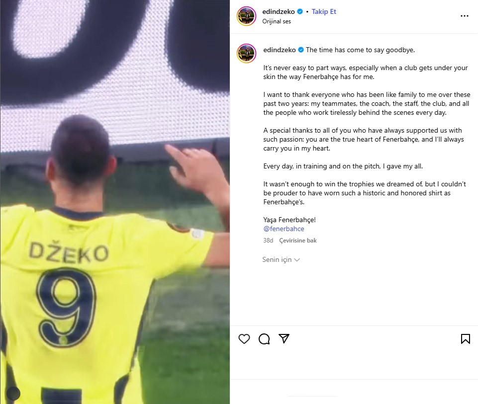 Edin Dzeko, Fenerbahçe'ye Veda Etti (1)