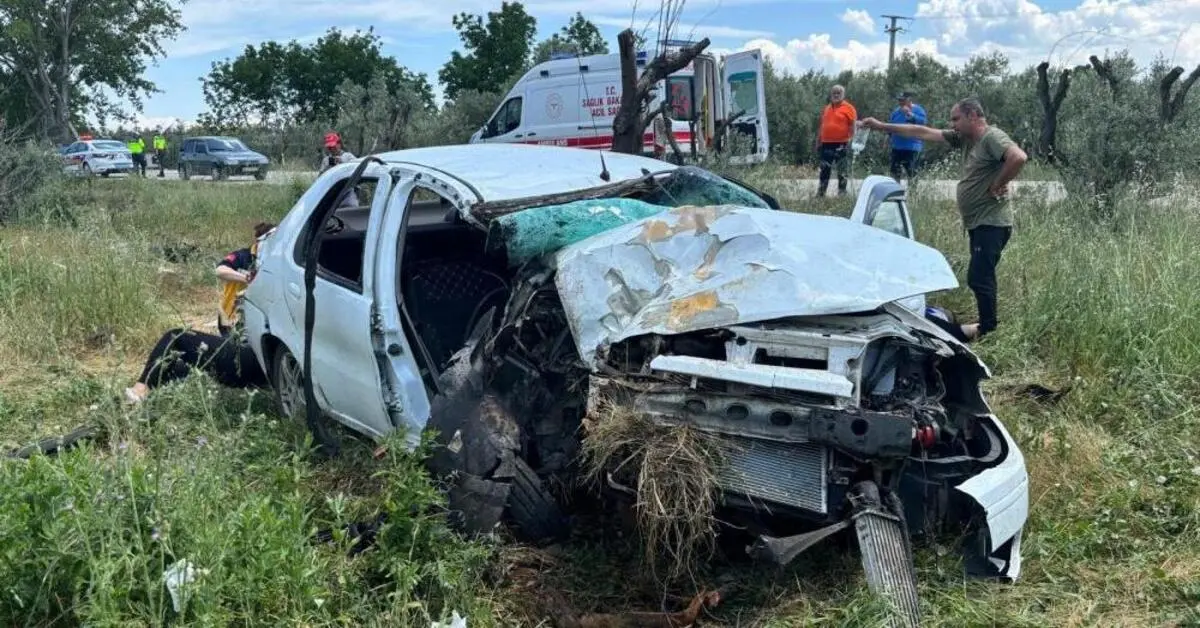 Genç Gazete Bursa'da Otomobil Zeytinliğe Uçtu, 3 Kişi Yaralandı 1