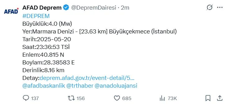 İstanbul Gece Yarısı Depremle Sarsıldı! (1)