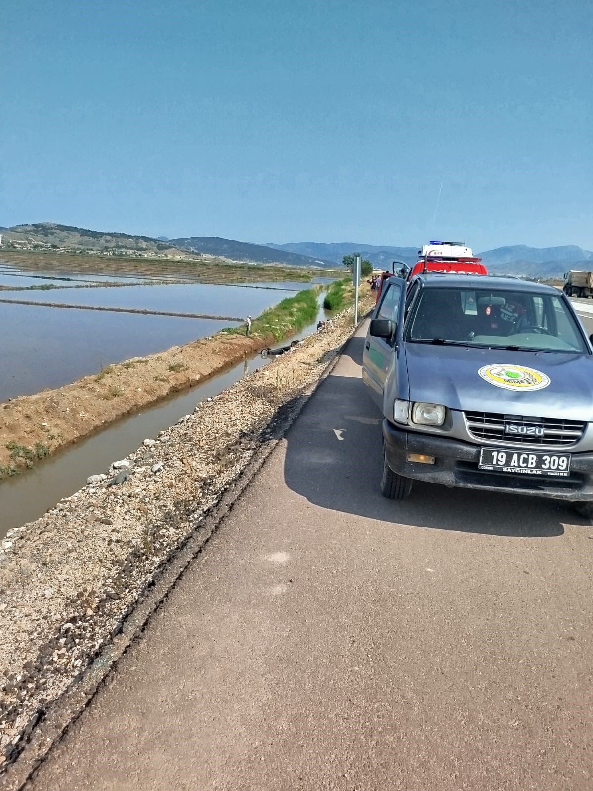 Çorum’da Otomobil Sulama Kanalına Devrildi 1’I Bebek, 3 Yaralı (1)