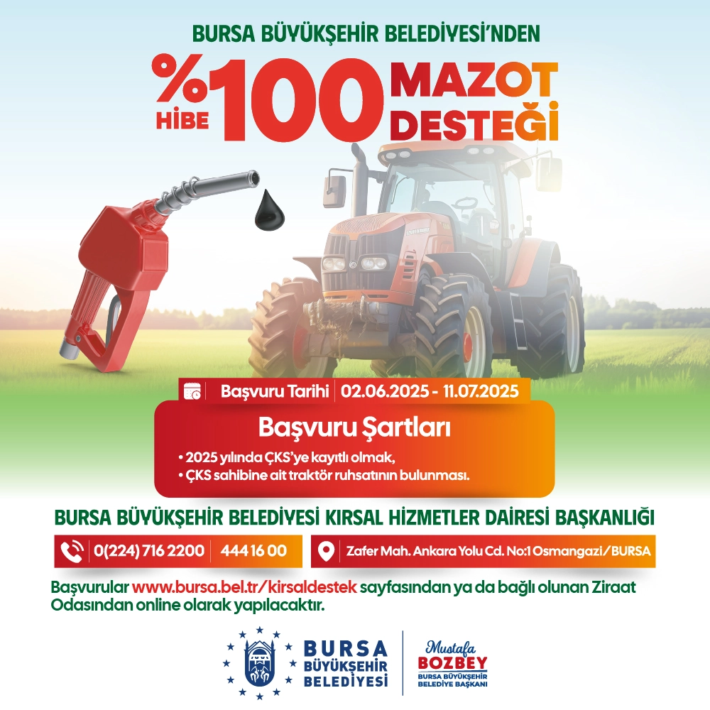 Genç Gazete Bursa Büyükşehir’den Çiftçiye Müjde Mazot Desteği Başvuruları Başladı-1