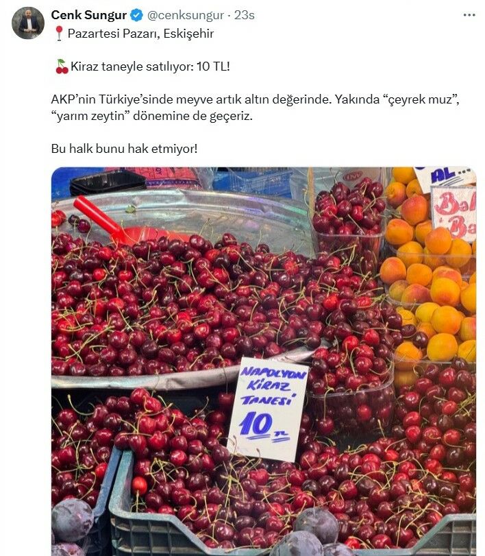 Kirazın Tanesi 10 Tl Etiketi Tartışma Yarattı Esnaftan Açıklama Geldi (1)