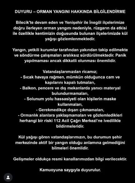 Bursa Büyükşehirden Kül Yağmuru Uyarısı! (3)