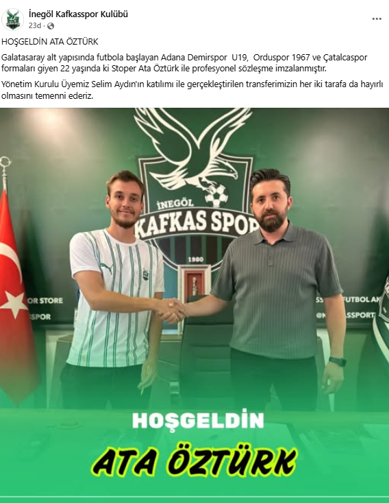Galatasaray Altyapısından İnegöl Kafkasspor’a Transfer (2)