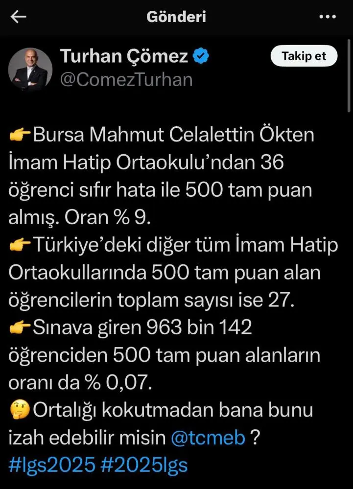 Genç Gazete Bursa Milli Eğitim Müdürlüğü'nden Lgs Açıklaması 36 Birinci İddiası Yalanlandı