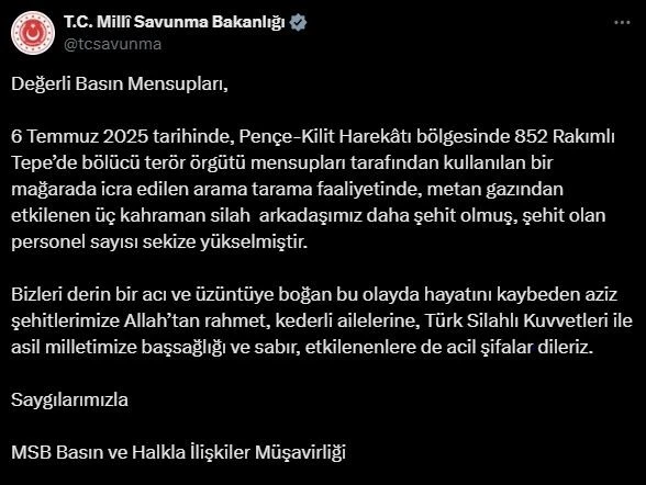 Genç Gazete Msb Açıkladı Pençe Kilit Harekatı'nda 3 Asker Daha Şehit Oldu