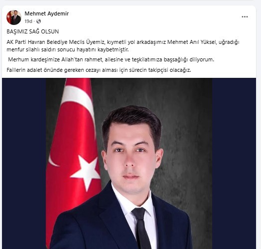 Havran’da Belediye Meclis Üyesi Silahlı Saldırıda Hayatını Kaybetti (2)