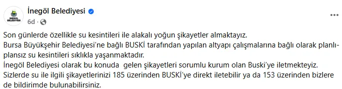 İnegöl Belediyesi’nden Su Kesintileriyle İlgili Açıklama! (3)