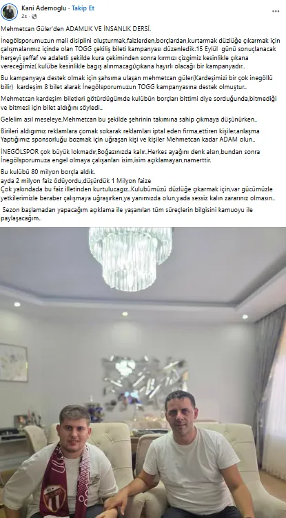 Mehmetcan Güler'den İnegölspor'a Destek (1)