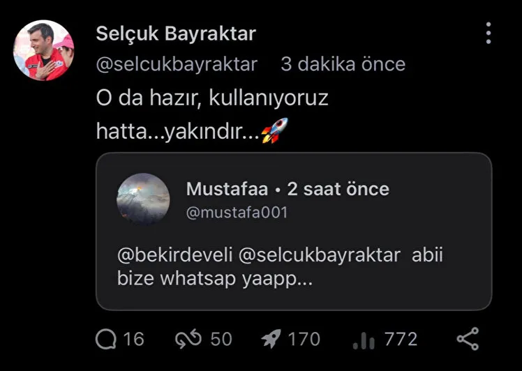 Selçuk Bayraktar Duyurdu Yerli Whatsapp Hazır! (2)