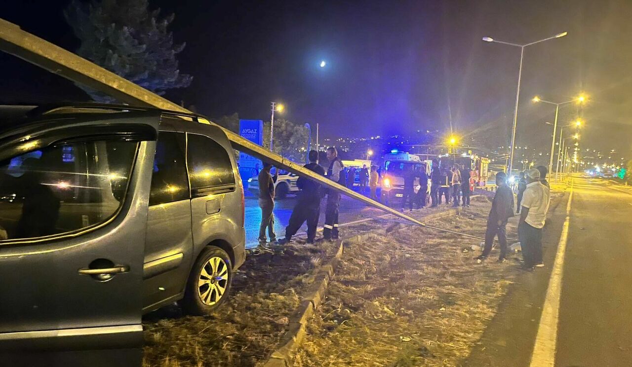 Van'da Kamyonet, Aydınlatma Direğine Çarptı 3 Yaralı (1)