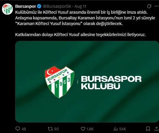 Köfteci Yusuf, Bursaspor’un Resmi Sponsoru Oldu (1)