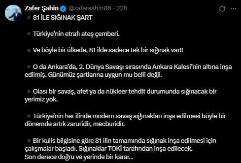 Toki̇, Türkiye’nin 81 İlinde Sığınak İnşa Etmeye Başladı