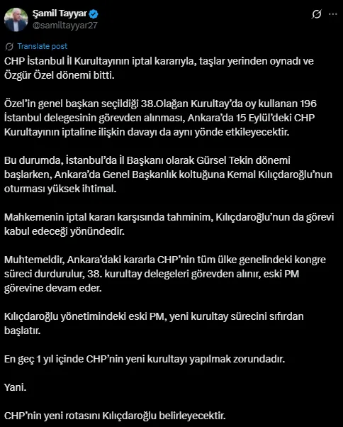 Şamil Tayyar Özgür Özel Dönemi Bitti (2)