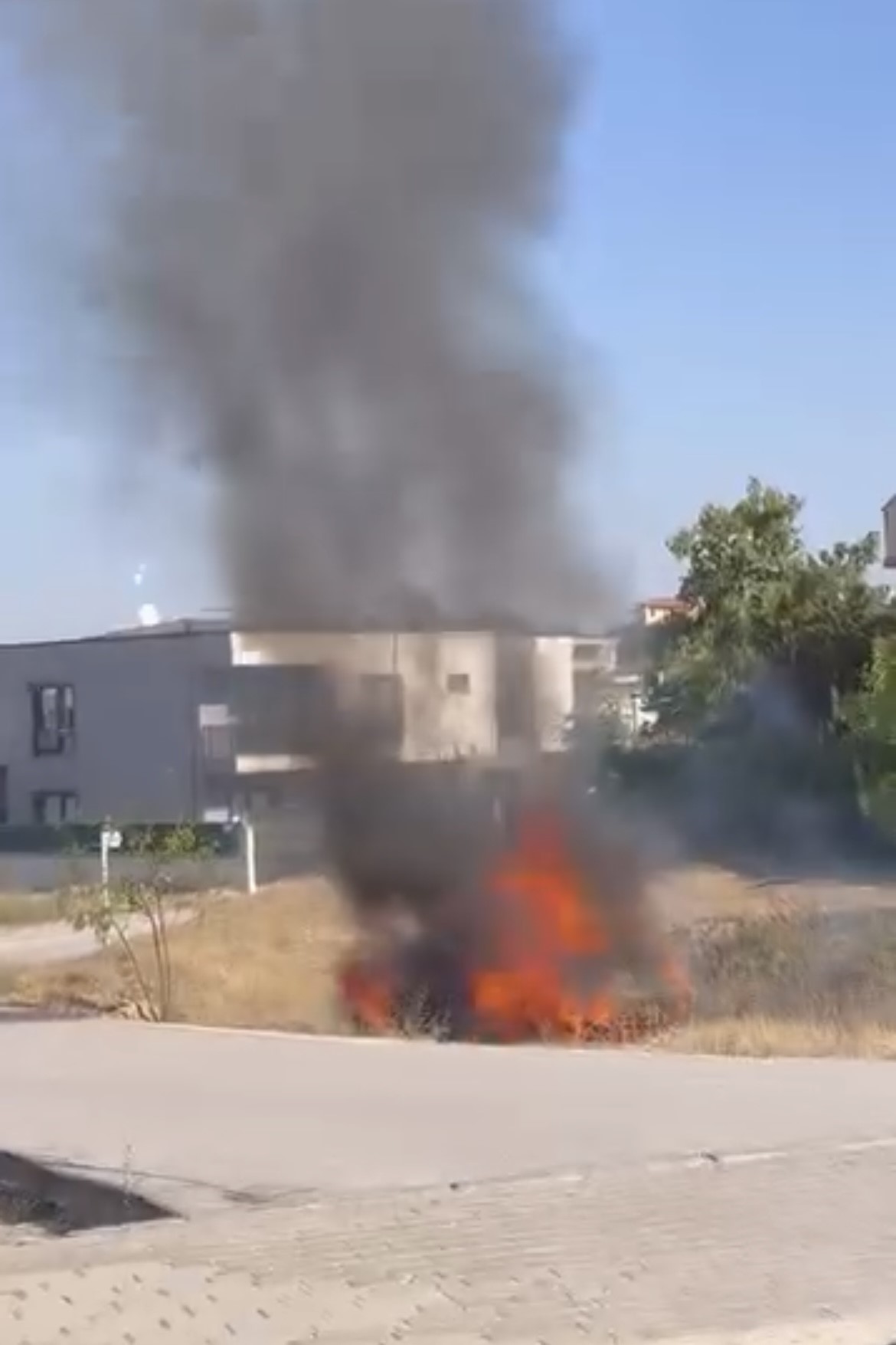 Bursa'da Arsada Park Halindeki Otomobil Alev Alev Yandı (1)