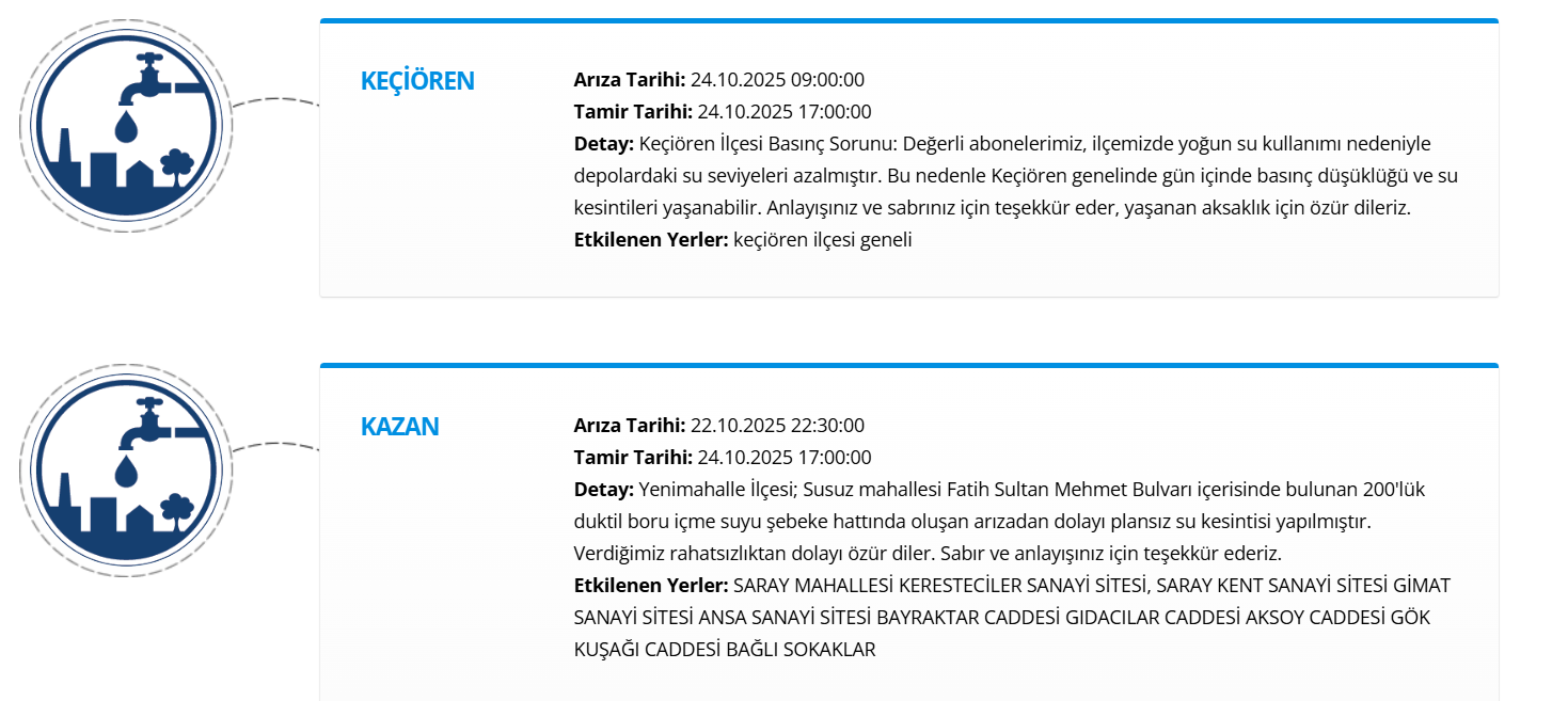 ASKİ'den Son Dakika Açıklaması: Su Kesintisi Ne Zaman Bitecek, 24 Ekim Ankara’da Sular Saat Kaçta Gelecek?-1