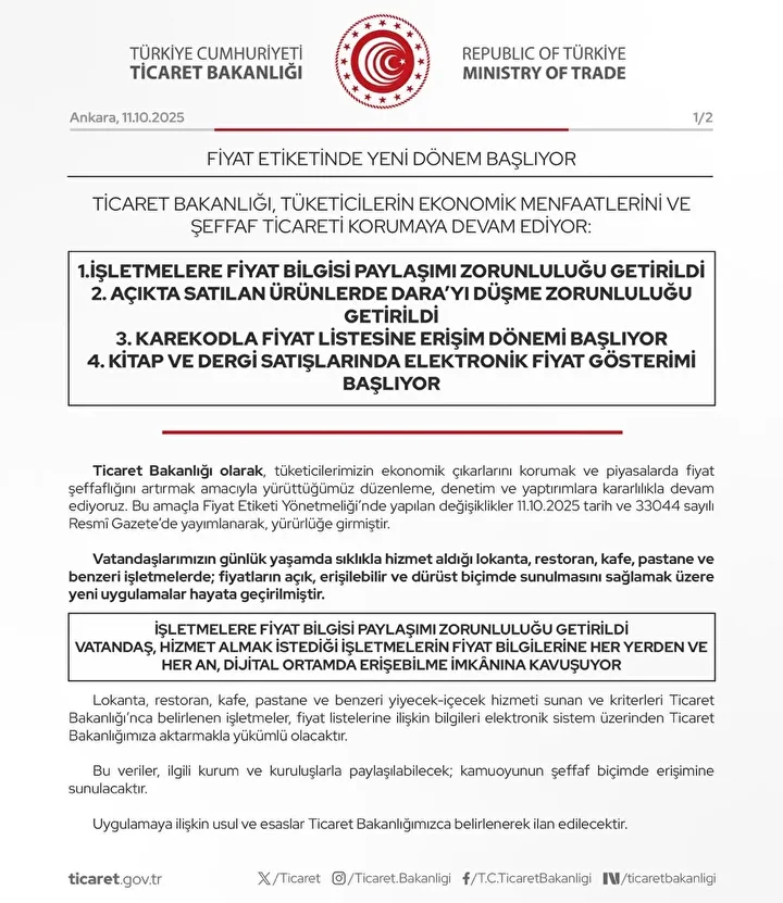 Fiyat Etiketi Yönetmeliği’nde Yeni Dönem! Restoranları Bekleyen 3 Büyük Değişiklik (2)