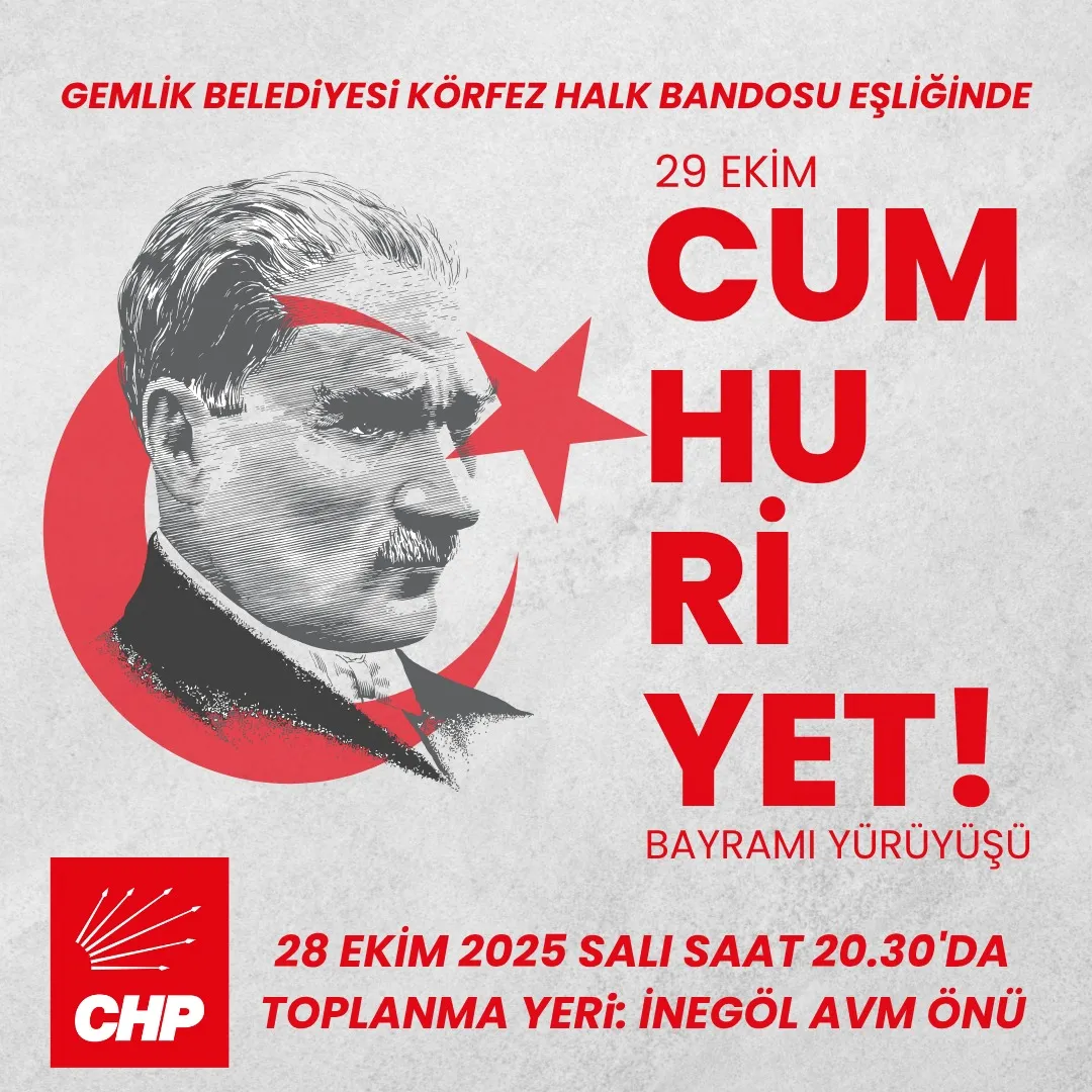 İnegöl’de 100 Metrelik Türk Bayrağıyla Cumhuriyet Yürüyüşü