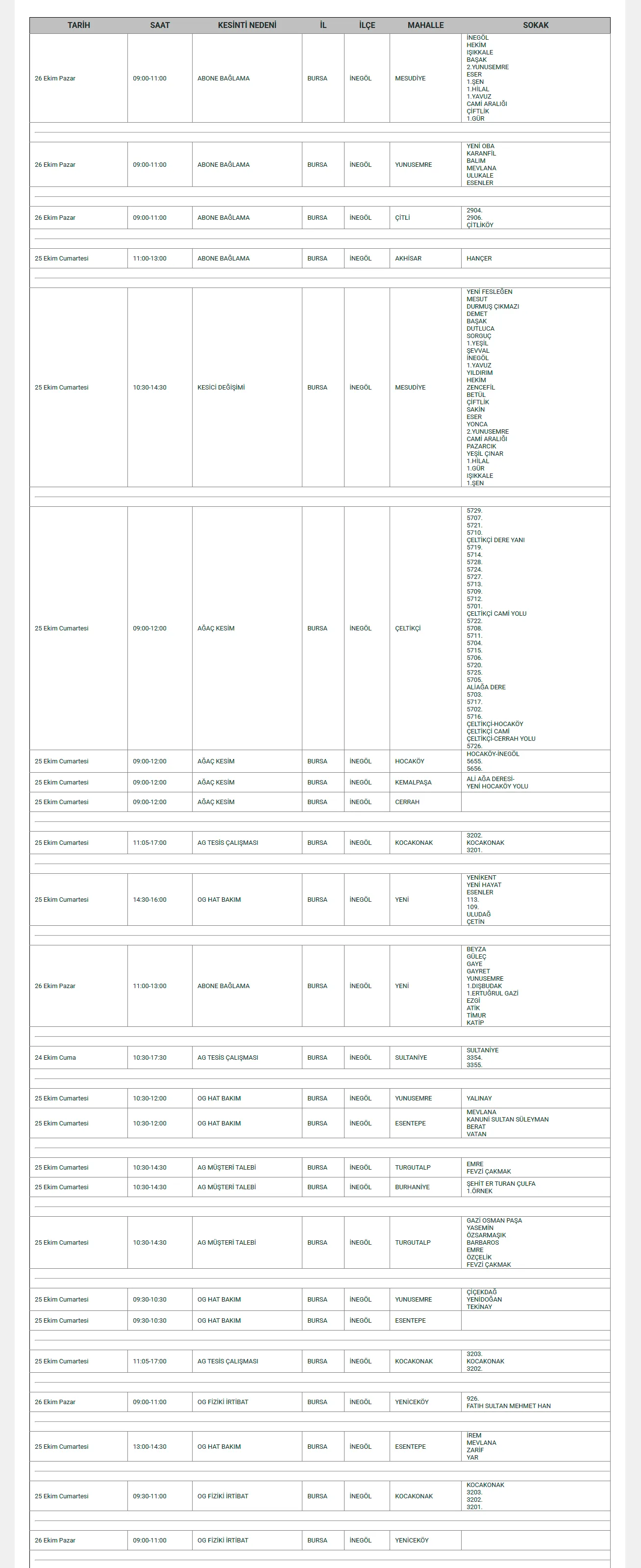 Uedaş Duyurdu! İnegöl’de Bu Mahallelerde Elektrikler Kesilecek