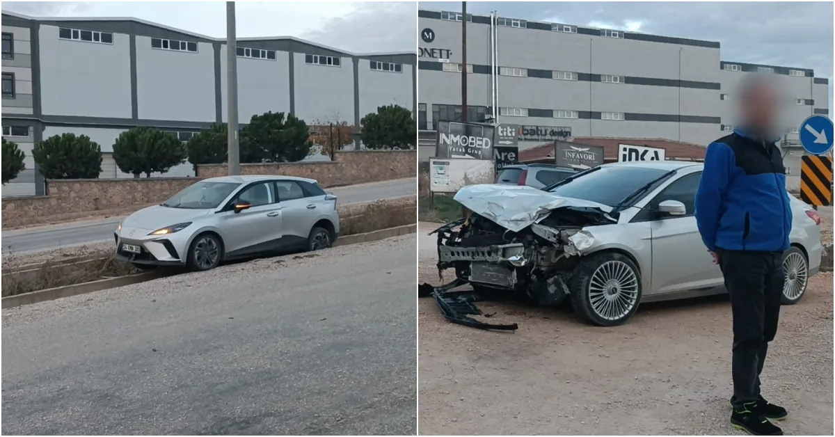 İnegöl Osb’de İki Otomobil Çarpıştı Maddi Hasar Oluştu