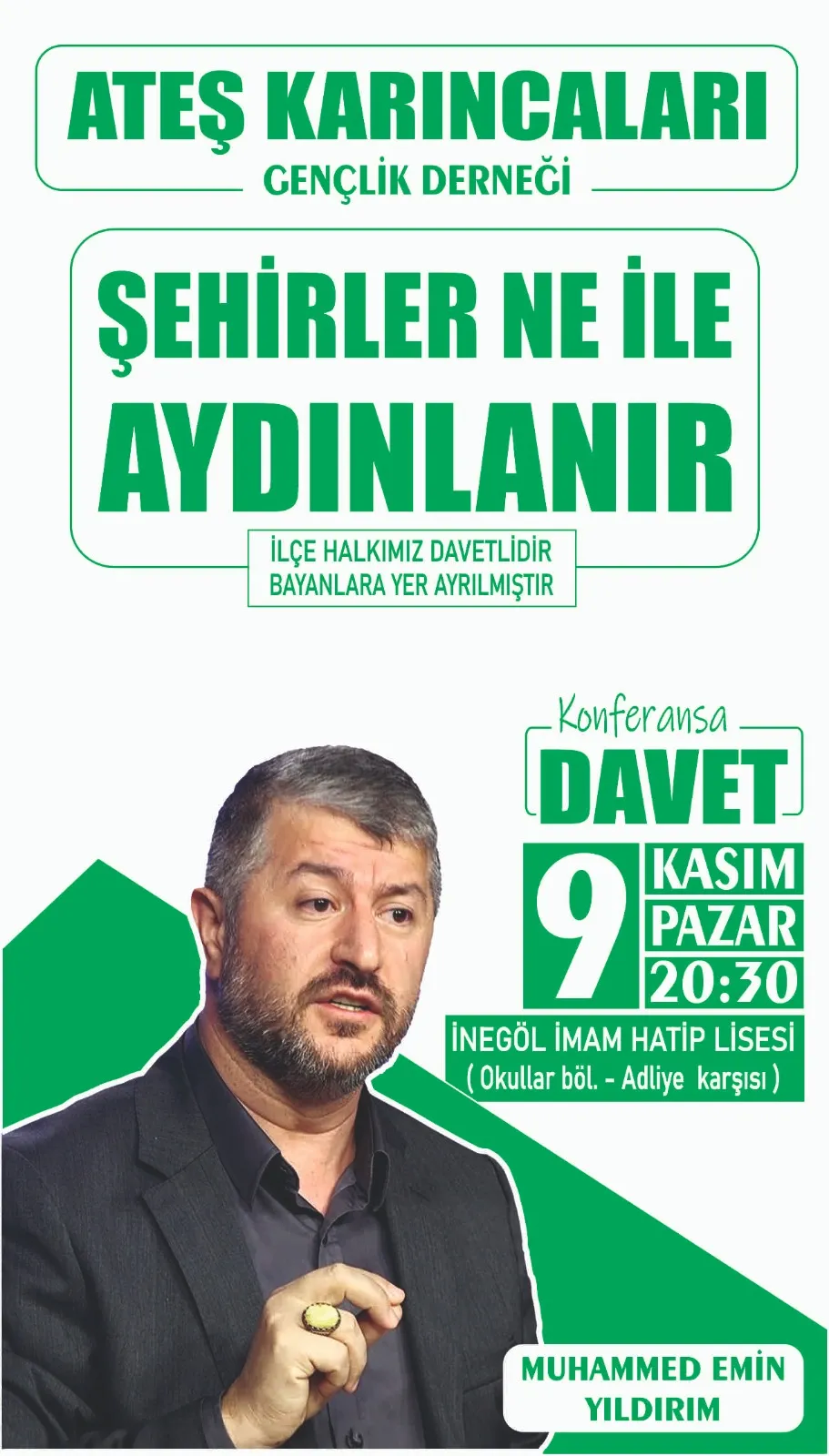 İnegöl’de “Şehirlerimizi Aydınlatmak İçin Medine Olmalıyız” Konulu Konferans (4)
