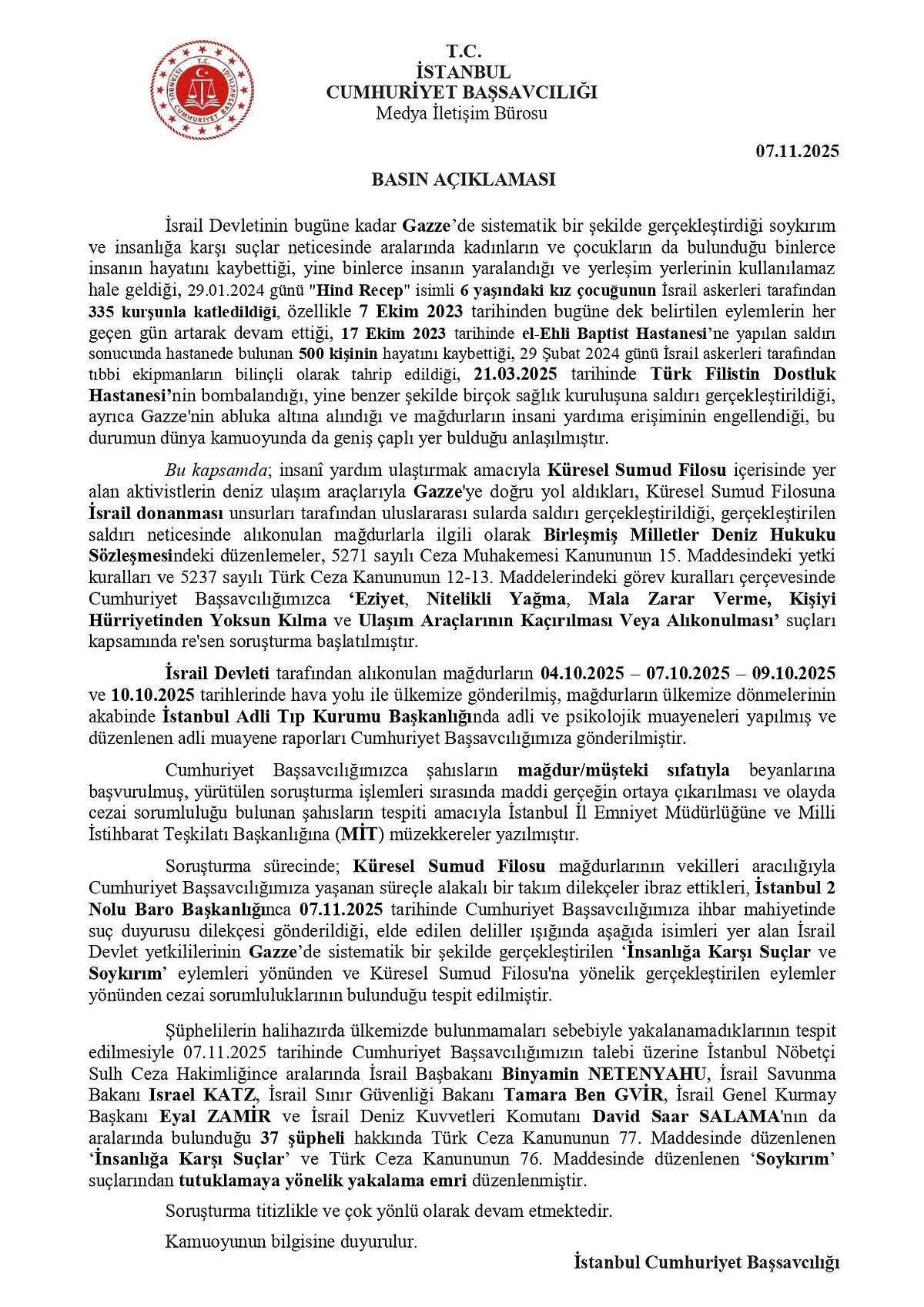 Türkiye, İsrail Başbakanı Netanyahu Ve 37 İsrailli Yetkili Hakkında Yakalama Kararı Çıkardı (2)