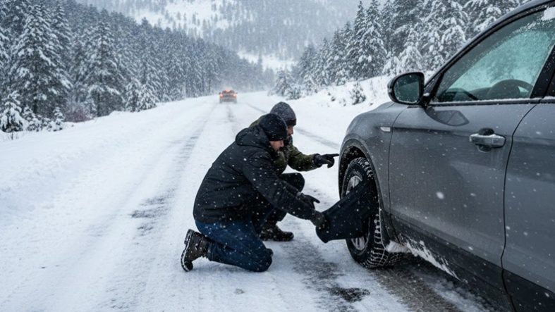 Direksiyon Başındakiler Dikkat! Bursa’da Kışın Kar Çorabı Yeterli Mi (1)